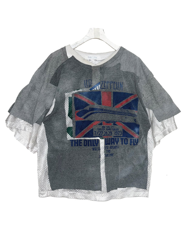 THAT IS+NOT DISTURN. REMAKE MESH COMBI GRAY S/S TEE
