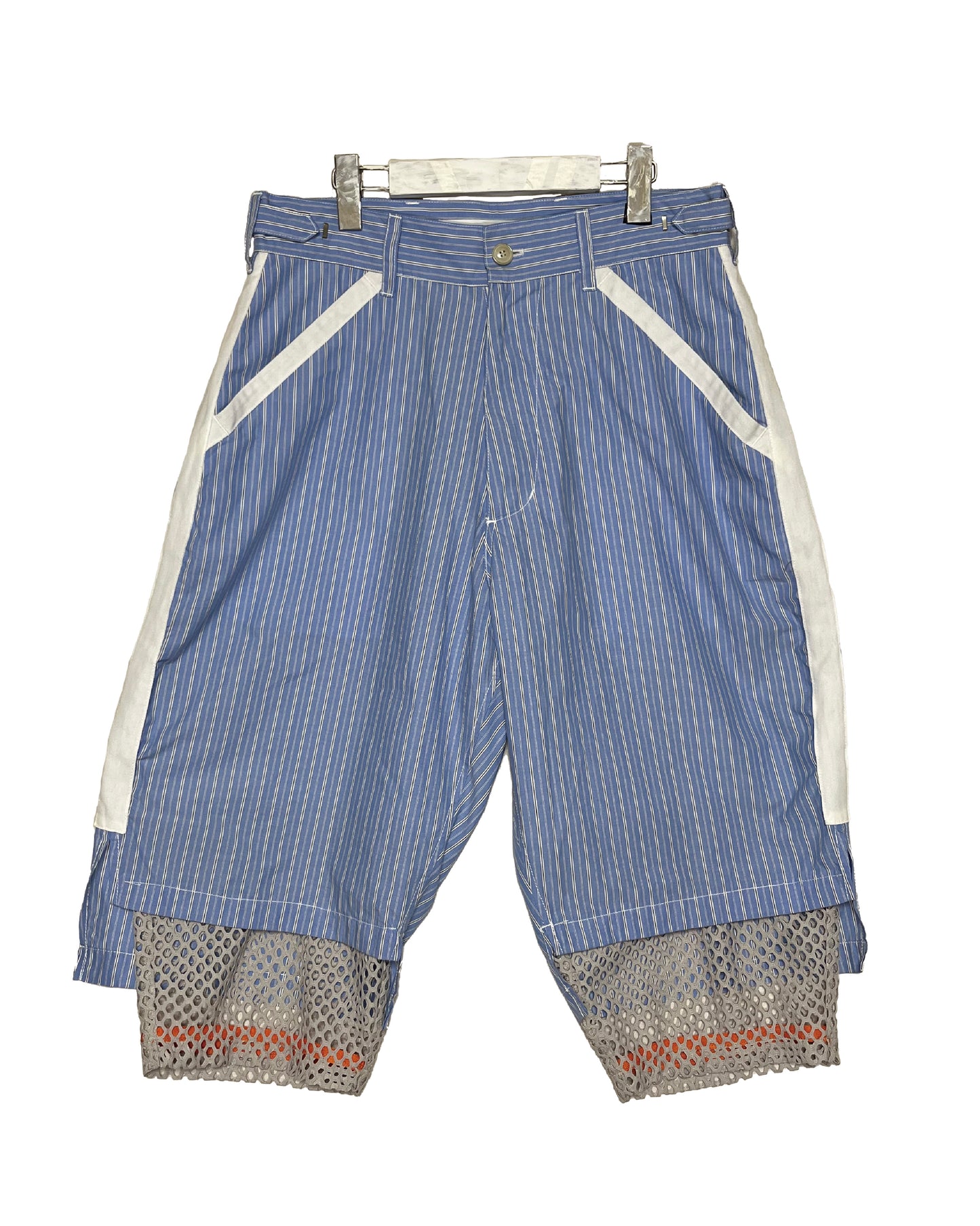 DISTURN  STRIPE & MESH COMBI HALF PANTS