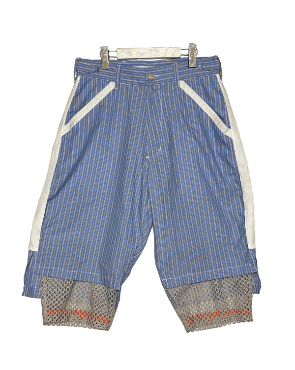 DISTURN  STRIPE & MESH COMBI HALF PANTS