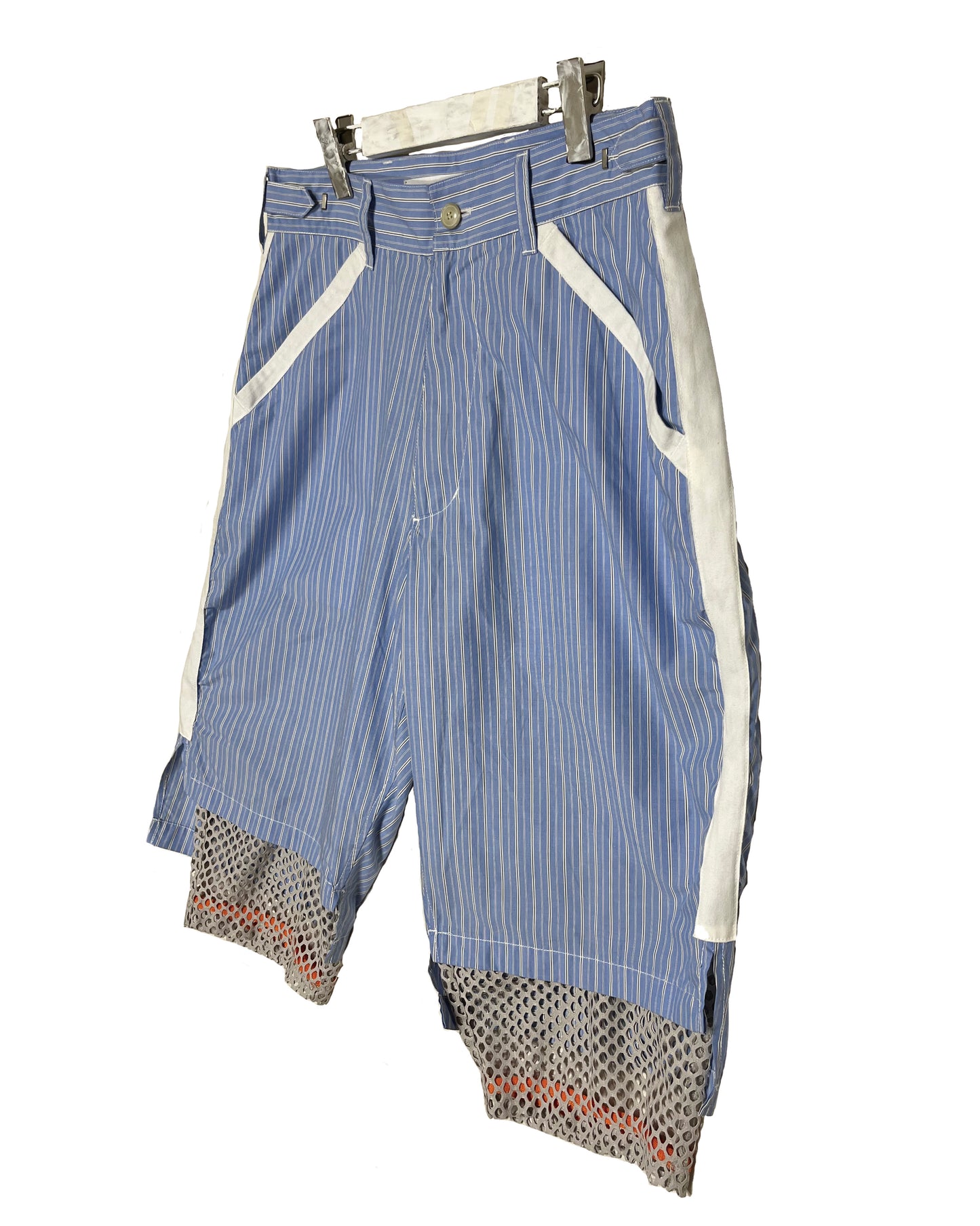 DISTURN  STRIPE & MESH COMBI HALF PANTS