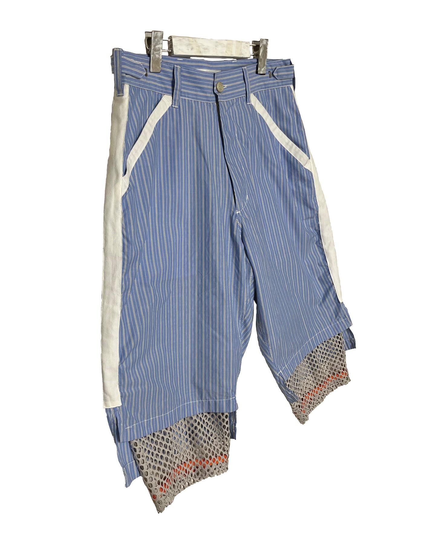 DISTURN  STRIPE & MESH COMBI HALF PANTS