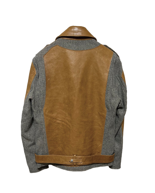 DISTURN   LEATHER   WOOL WITH LEATHER PANELS.  BIKER JACKET.