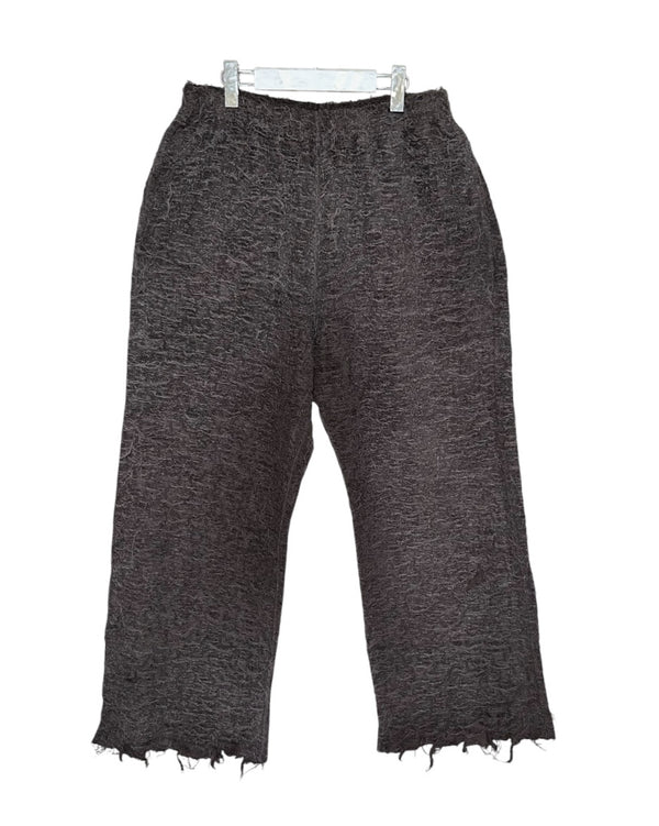 DISTURN    DAMAGE DROPPED STITCH  SWEAT PANTS.