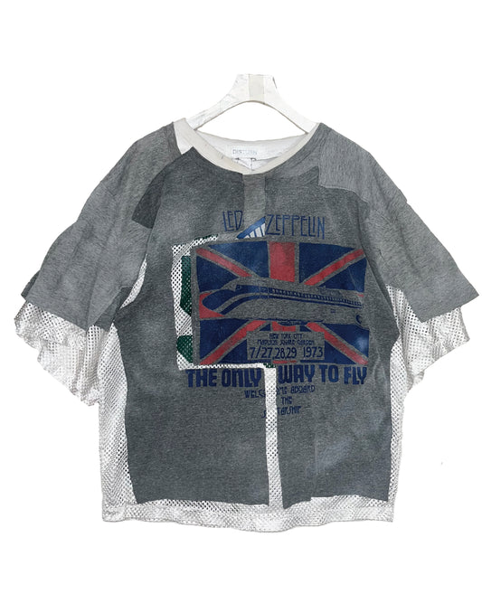 THAT IS+NOT DISTURN.  REMAKE MESH COMBI GRAY S/S TEE